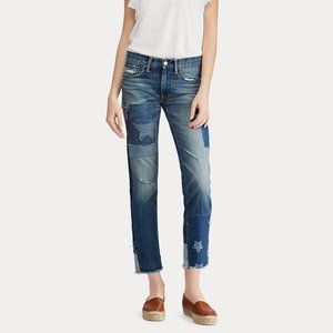 Polo‎ Ralph Lauren Waverly Straight Star Crop Patchwork Fringe Jeans Pants 30